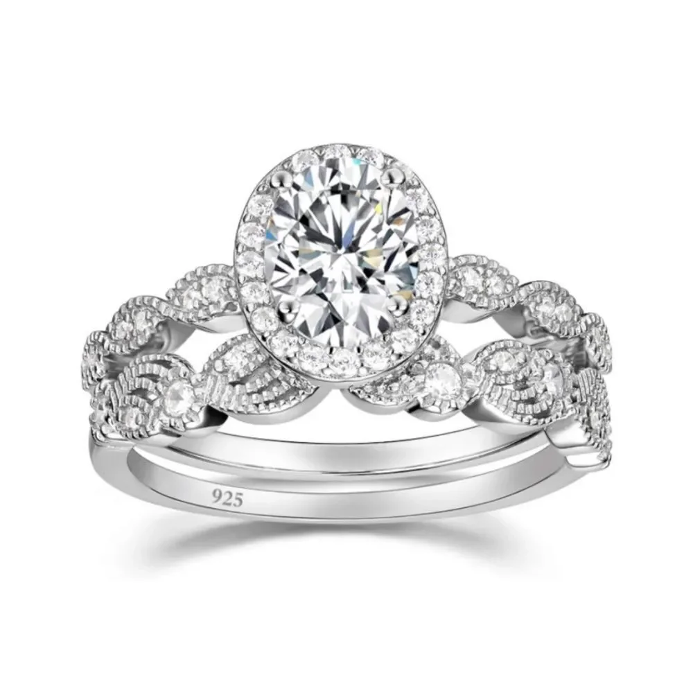 Oval Cut Engagement Ring Band Stack